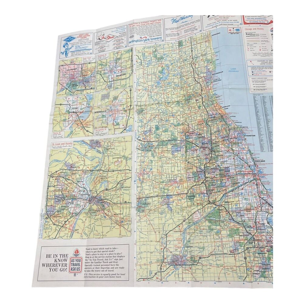 VTG 1970 Illinois Chicago & Vicinity Map - Picture 8 of 9
